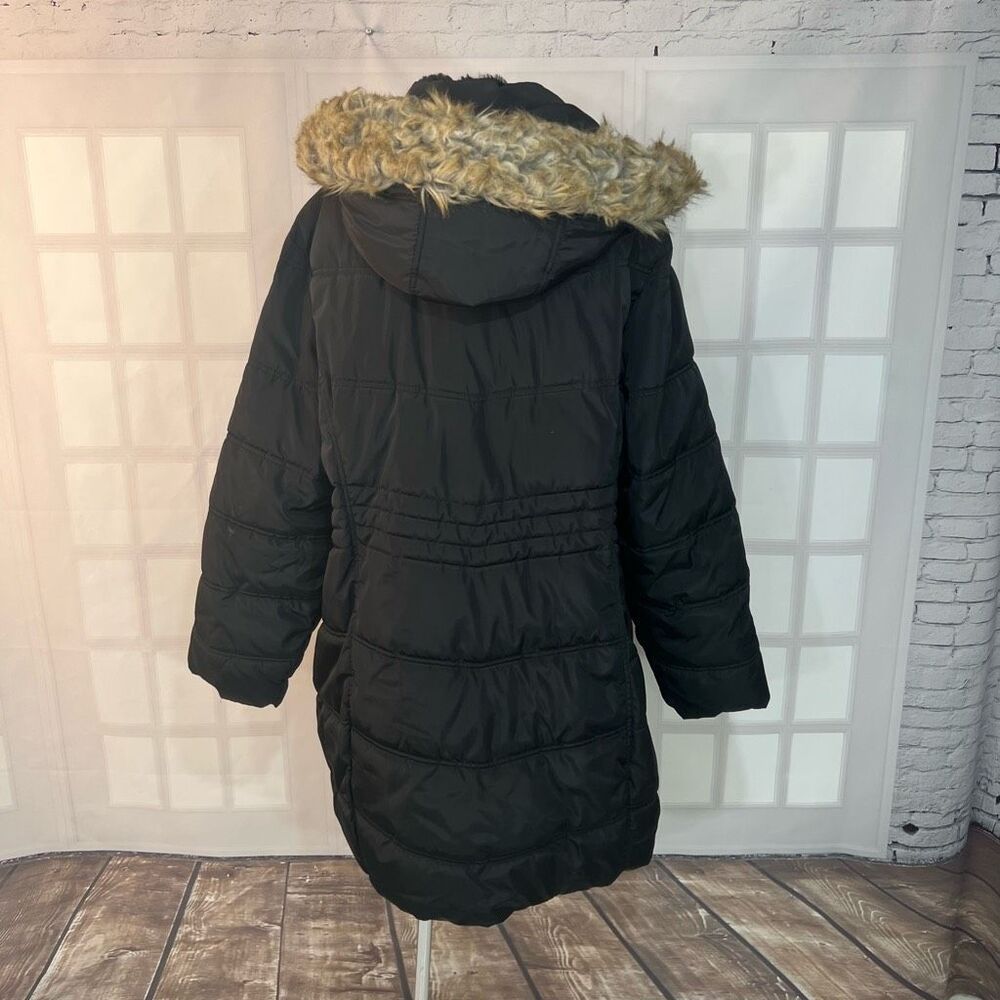 Laundry By Shelli Segal Black Detachable Faux Fur Hood Puffer Coat Size 2X - Picture 5 of 10